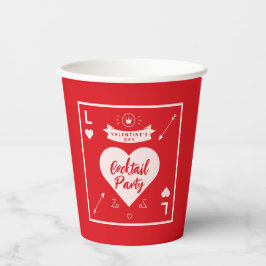 Vasos De Papel Fiesta del Día de San Valentín Corazón y Amor Rojo