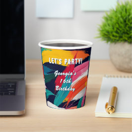 Vasos De Papel Fiesta del efecto de pintura abstracta colorida