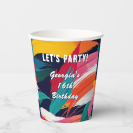 Vasos De Papel Fiesta del efecto de pintura abstracta colorida