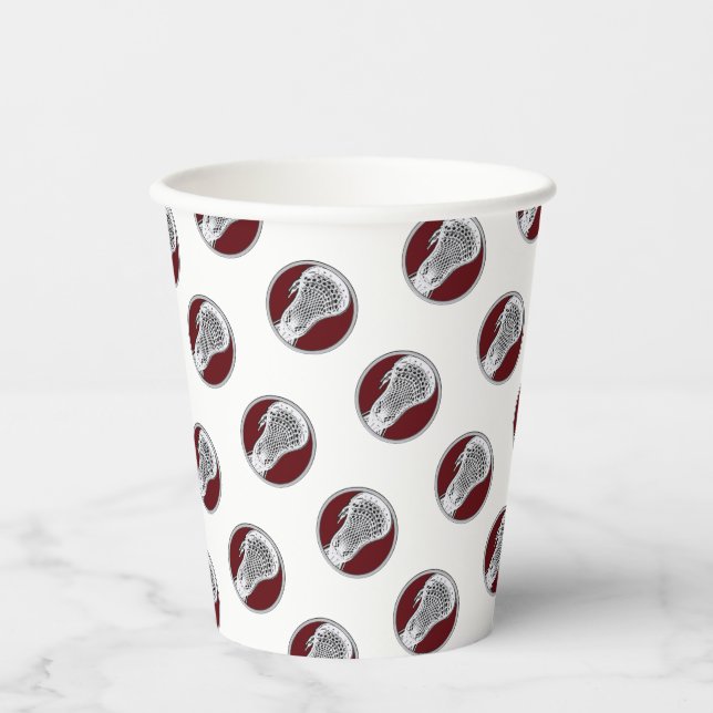 Vasos De Papel Fiesta del Equipo de Lacrosse Marrón (Anverso)