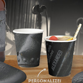 Vasos De Papel Fiesta del hombre minimalista metalizado negro