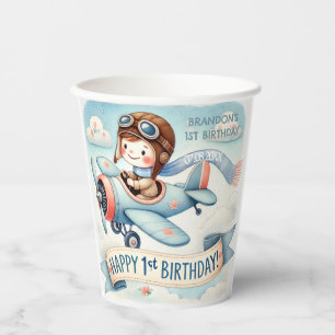 Vasos De Papel Fiesta del primer cumpleaños de Airplane Boy