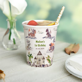 Vasos De Papel Fiesta del primer cumpleaños de Cute Dragon