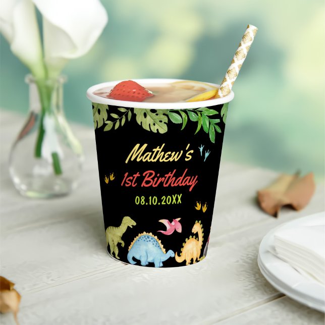 Vasos De Papel Fiesta del primer cumpleaños de Dinosaur Boy (Subido por el creador)