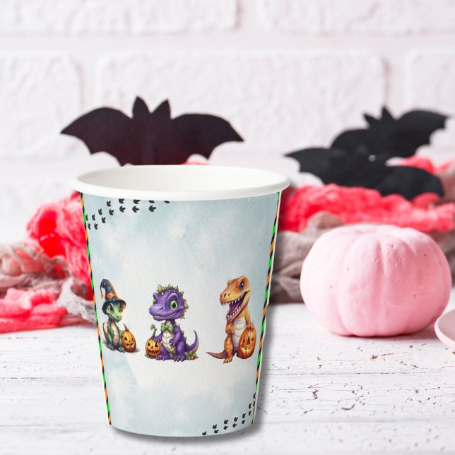 Vasos De Papel Fiesta Dino-Mash de los dinosaurios de Halloween (Dinosaur paper cup for Halloween)