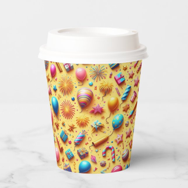 Vasos De Papel Fiesta en Amarillo (Anverso)