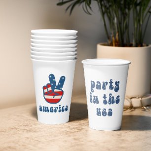 Vasos De Papel Fiesta En Las Copas Patrióticas De Papel De Los Es