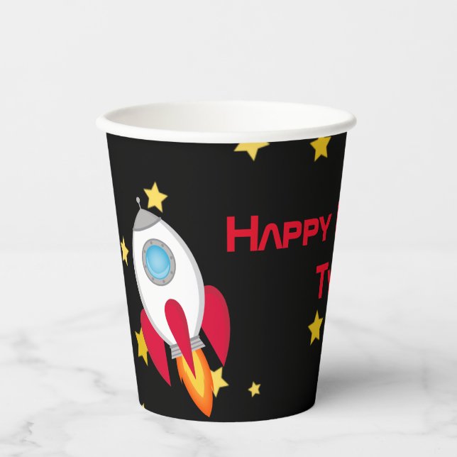 Vasos De Papel Fiesta espacial personalizado (Anverso)