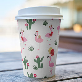 Vasos De Papel Fiesta festiva de navidades Flamingo Rosado