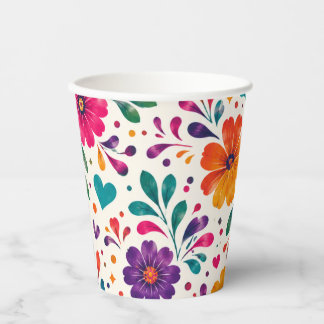 Vasos De Papel Fiesta Floral Española