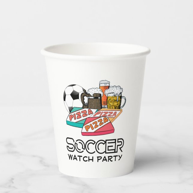 Vasos De Papel Fiesta Fútbol Beer Pizza SOCCER WATCH (Anverso)