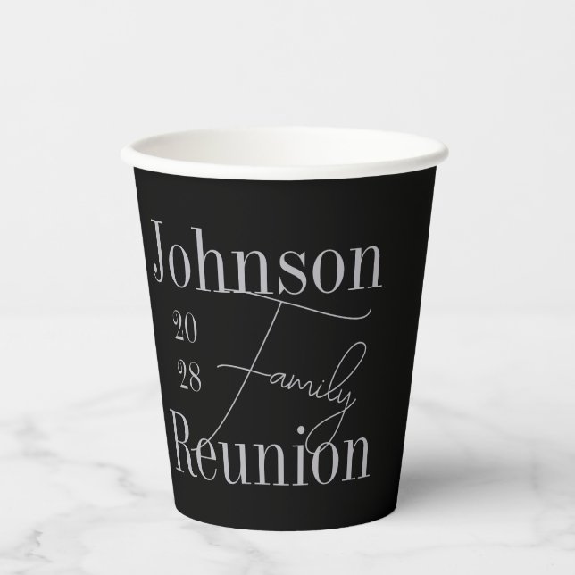 Vasos De Papel Fiesta gris plateado negro de Reunión familiar mod (Anverso)