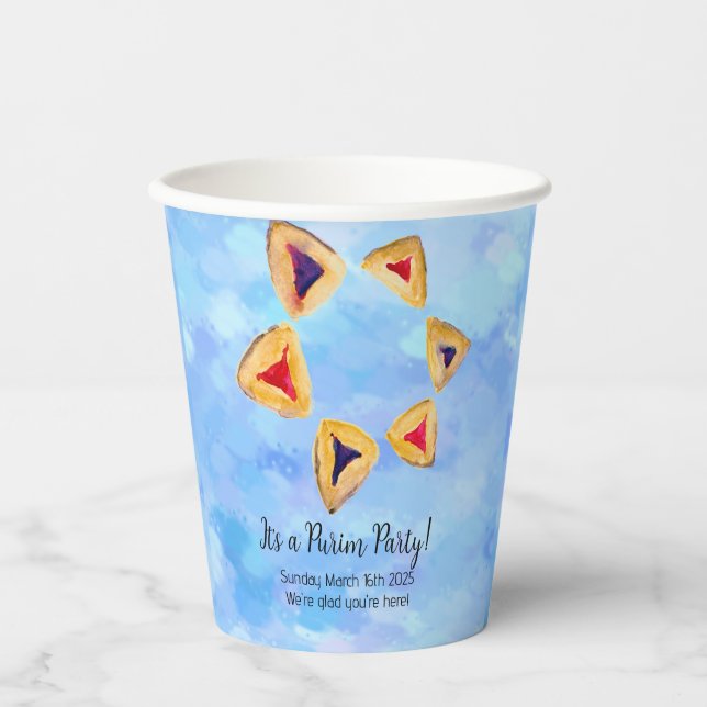 Vasos De Papel Fiesta Hamantaschen Star Purim (Anverso)