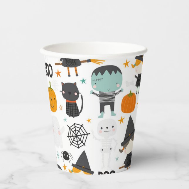 Vasos De Papel Fiesta Infantil Cute Halloween (Anverso)