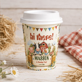 Vasos De Papel Fiesta infantil de granja rústica para segundo cum