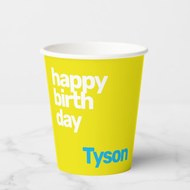 Vasos De Papel fiesta infantil feliz cumpleaños mínimo personaliz (Anverso)