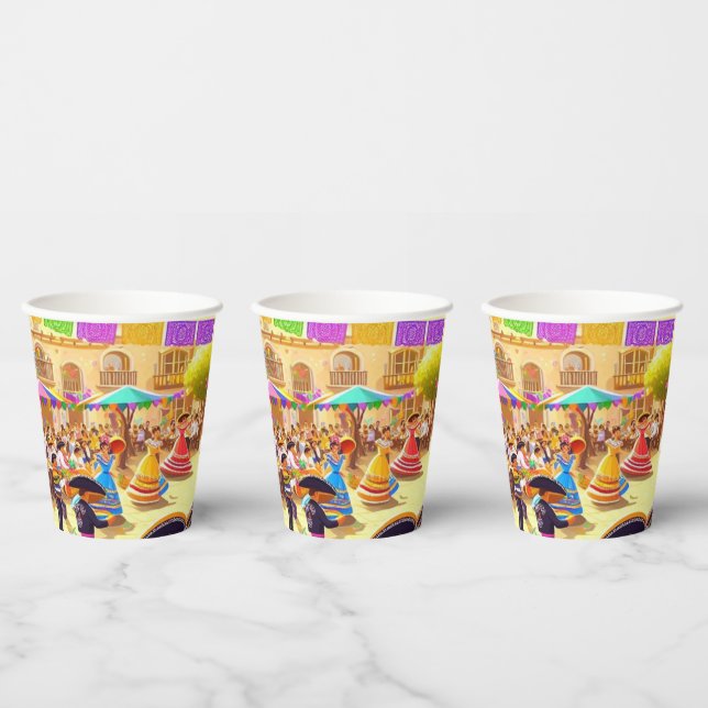 Vasos De Papel Fiesta Mexicana (Multi)