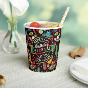 Vasos De Papel Fiesta mexicana cualquier ocasión DNI114 negro