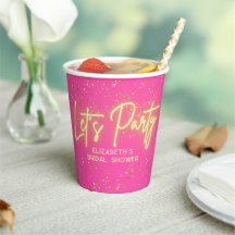 Fiesta moderna con rosa caliente y oro neón brilla