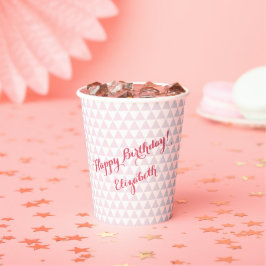 Vasos De Papel Fiesta Monogramada con Patrón Rosa Moderno Persona