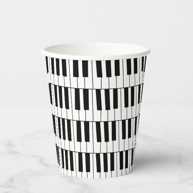 Vasos De Papel Fiesta musical pianista de Black and White Piano K (Anverso)