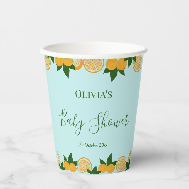 Vasos De Papel Fiesta naranja Fruta Bebé Fresco (Anverso)