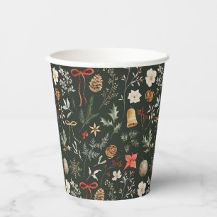 Vasos De Papel Fiesta Navideña Botánica de Invierno