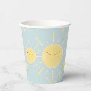 Vasos De Papel Fiesta neutral de sexo de Sol Amarillo Feliz