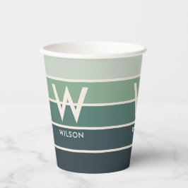 Vasos De Papel Fiesta personal de gradiente verde rayado monogram