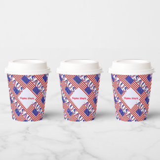 Vasos De Papel Fiesta personalizada con bandera de EE. UU. en mos