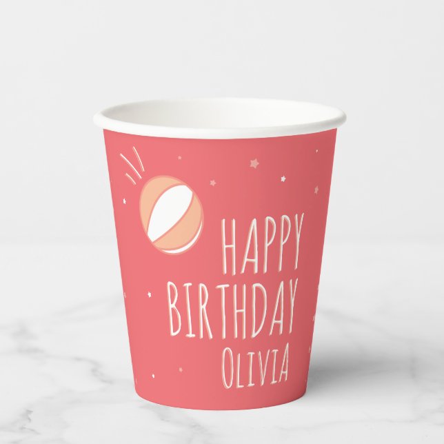 Vasos De Papel Fiesta personalizada de cumpleaños de básquetbol (Anverso)