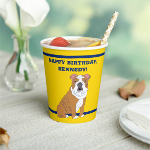 Vasos De Papel Fiesta personalizada de Ilustracion de Bulldog en 