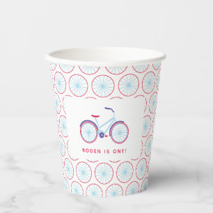 Vasos De Papel Fiesta personalizado de Fiesta de bicicleta azul r