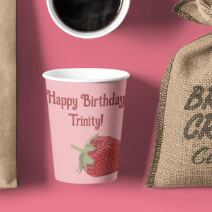Vasos De Papel Fiesta Personalizado de fresa roja y rosa