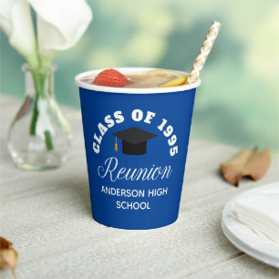Vasos De Papel Fiesta personalizado de la unión escolar azul