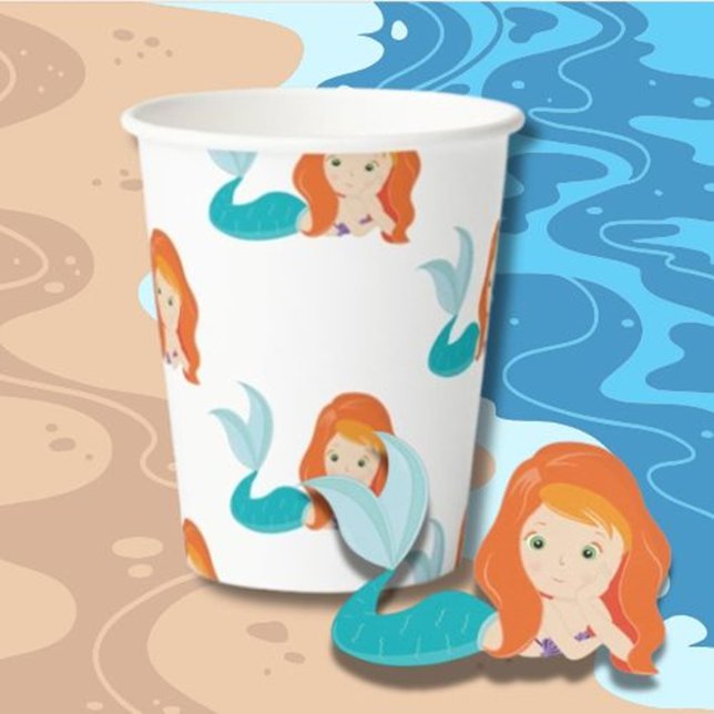 Vasos De Papel Fiesta Pirate naranja de sirenas Cuadros de papel (Celebrate every occasion with Party Pirate orange mermaids paper cups)