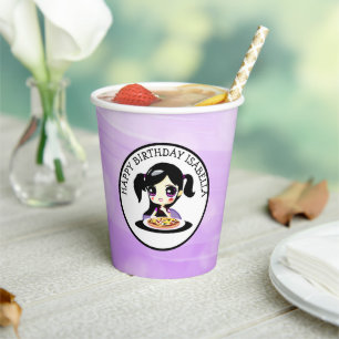 Vasos De Papel Fiesta Pizza Chica de Anime Feliz Cumpleaños Perso