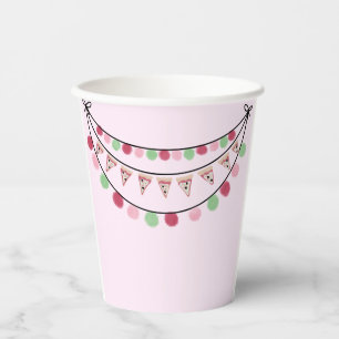 Vasos De Papel Fiesta Pizza Rosa chica Cumpleaños