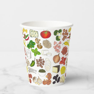 Vasos De Papel Fiesta Pizza Toppings Pie de comida italiana Pizze
