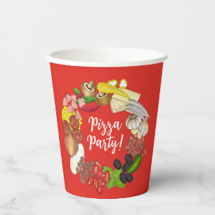 Vasos De Papel Fiesta Pizza Toppings Pie de comida italiana Pizze