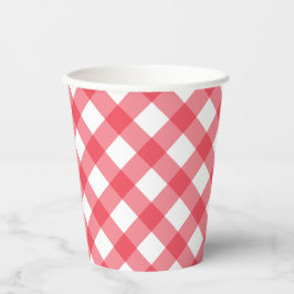 Vasos De Papel Fiesta Preppy Picnic Red Plaid Gingham