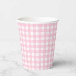 Vasos De Papel Fiesta Preppy Pink Plaid Gingham