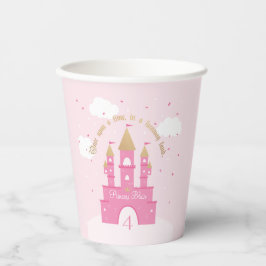 Vasos De Papel Fiesta Princesa | Castillo Rosa y Oro