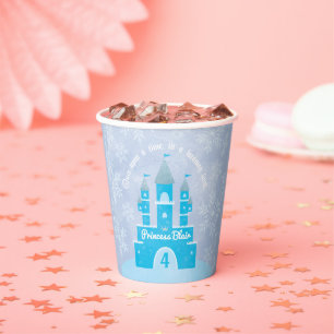 Vasos De Papel Fiesta Princesa de Invierno    Castillo azul de hi