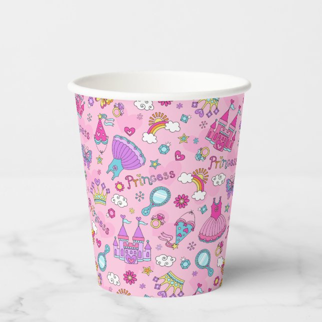 Vasos De Papel Fiesta Princesa Rosa (Anverso)