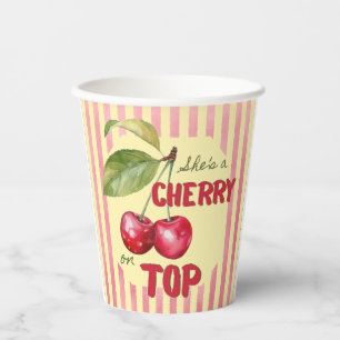Vasos De Papel Fiesta Retro Cherry Cafe Rojo Mantequilla Amarillo