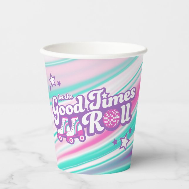 Vasos De Papel Fiesta Retro Groovy Roller Disco (Anverso)