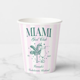 Vasos De Papel Fiesta Retro Moderna de Bachelorette de Miami Rosa