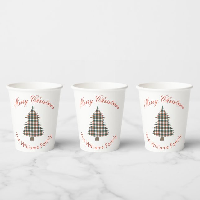 Vasos De Papel Fiesta Rust Plaid Christmas Tree (Multi)