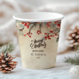 Vasos De Papel Fiesta Rústico de Navidades de Deer Pine Berry